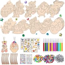 50 Pendenti Pasquali In Legno Con Colorini - Decorazioni Fai Da Te Per Bambini - Foto 9