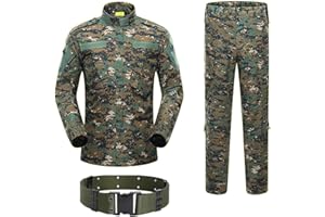 H World Shopping AOR2 - Traje táctico militar para hombre de caza y combate BDU uniforme camisa y pantalones con cinturón Woodland Digital AOR2