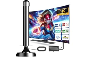 DGUPSP Antenna TV Interna, Antenna HDTV Digitale 250+ Miglia con Amplificatore di Segnale, TV Antenna Portatile Interni ed Esterni, Supporta 4K 1080P VHF UHF DVB-T/DVB-T 2 Canali Gratuiti per Tutta la TVs