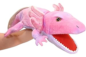 Lilizzhoumax Simulation Axolotl Hand Puppet Plush Toy Stuffed Animal handpuppet Fluffy Axolotl Cute Role-Playing Child Interactive Early Education Toys Home Decoration Animal Toys Gift for Kids