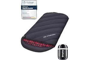 ‎KINGCAMP KingCamp Schlafsack XXL Baumwolle Flanell für Erwachsene, Übergröße Warm Deckenschlafsack Winter für Camping Reisen und Aktivitäten Outdoor im 4-Jahreszeiten, 220x100cm