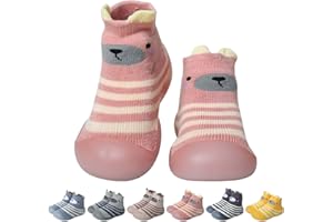 OUTFIT SPRING Scarpe Calzini Antiscivolo Bambino Bambina, Scarpe Primi Passi Calze Antiscivolo Neonato, Suola Morbida Pantofole Bambini Maglia Scarpe Calzino con Cartone Animato 6-36 Mesi