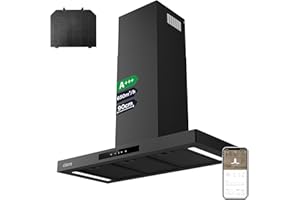 Ciarra 90cm Cooker Hood CBCB9102P Smart App WIFI Touch Control 650m³/h Recirculating&Ducting Wall Mount Hood Kitchen Extractor Fan 4-Speed with Booster Function Dimmable LED Lights