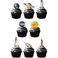27 Stand Up Space Rocket Planets Themed Edible Wafer paper Cake Toppers Decorations