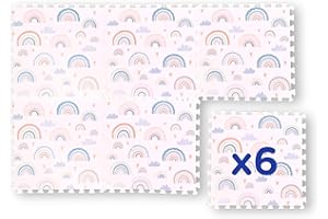 Family Nation, Tappeto Gioco Puzzle Montessori per Bambini, 175x117cm, 6 Pezzi Grandi Componibili, Atossico, Impermeabile e Antiscivolo, In Morbida Schiuma EVA, Fantasia Rainbow