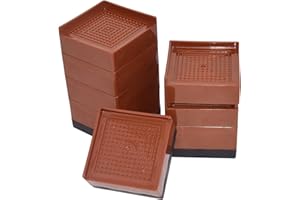 I3C Lot de 4 rehausseurs de lit réglables, 7,6 cm, antidérapants et robustes pour lit, table, chaise, canapé, bureau (carré marron)
