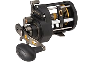 PENN Fathom® II Level Wind | Saltwater Multiplier Fishing Reel for Sea, Shore, Kayak & Lake Anglers | Conventional Reel with HT-100 Drag, Full Metal Body, Line Counter & Size Options | Black Gold