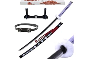 Hashiman - Katana One Piece - Réplique Manga Sabre + Support Epée Bois + Ceinture - Catana Japonais Cosplay Décoration Jouet Enfant Adulte - Jeu Déguisement Deco Ninja