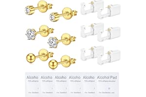 WillTen Kit de 6 piercings de oreja de oro plateado, kit de perforación desechable, pistola de perforación de oreja, kit de pistola de perforación de oreja con kit de perforación integrado, pistola de