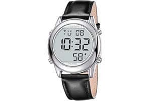 Hearkent Orologio parlante da uomo, annunci vocali in italiano, cifre grandi e facili da leggere, adatto a ipovedenti, ciechi e anziani, quadrante grande, voce chiara e forte