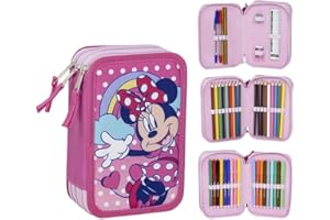 CERDÁ LIFE'S LITTLE MOMENTS Astuccio scuola per bambini di Minnie Mouse - Colore rosa - Chiusura a cerniera - 12,5 x 6,5 x 19,5 cm - Triplo scomparto - Include accessori - Prodotto originale progettato in Spagna, Rosa, Astuccio