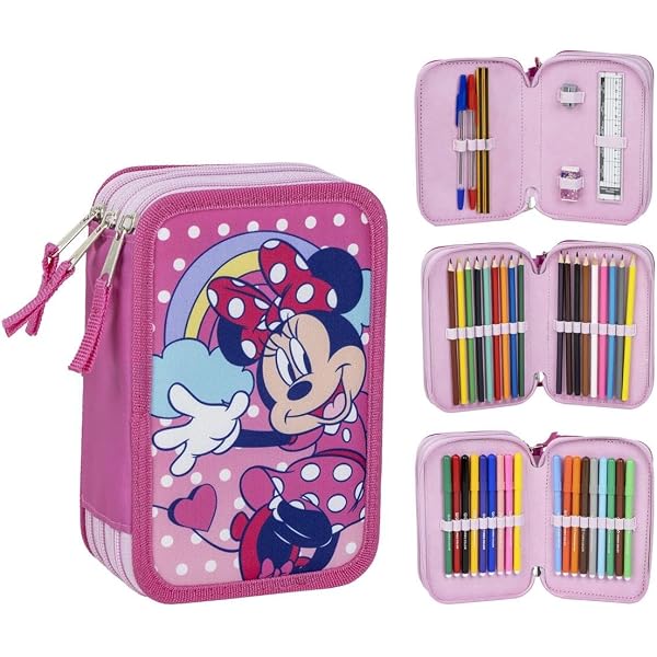 Astuccio 3 Scomparti VICDUEKG - Grande Capacità Rosa Velluto