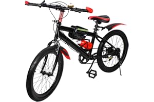 AOOUNGM 20 Inch Mountain Bike, 7 Speed Kids Bicycle with Caliper Braking, Youth Bike for Boys and Girls, Kids Mountain Bike for 9-14 Years Old, Red