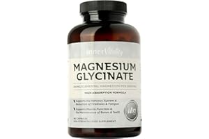Magnesium Glycinate 180 Capsules (3 Month Supply) 280mg Elemental Magnesium - High Strength Easy to Absorb Magnesium Supplement with No Additives by Inner Vitality
