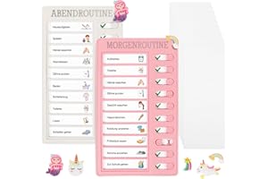 BOOMTOP 2pcs Memo Checklist Tafel Boards Kinder Tagesplaner Routine Planer mit 10 Blankokarten To Do Liste Familienplaner Aufgabenplaner Morgen Abend Planungshilfe für Kinder Erwachsene Zeitplan Lernplanung