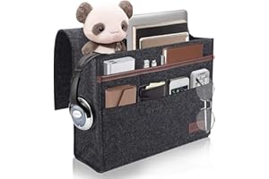 DOSYEN Poche de lit, Vide Poche lit, Sac de Rangement épais en Feutre à Suspendre, Organisateur de Sac pour Portables, Télécommande, Lunettes, Livres