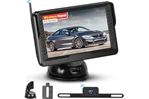 Hikity Zestaw bezprzewodowej cyfrowej kamery cofania, 5" bezprzewodowy monitor cofania, wodoszczelność IP69, AHD 1080P noktowizor, szeroki kąt cofania kamera do SUV-a, przyczepa kempingowa, samochód