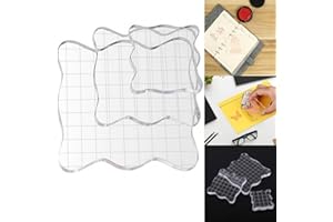 Zwenjuan Blocs de Tampons Acrylique,3 pièces Bloc de Tampon Transparent,5/7.5/10cm Stamp Bloquer,Bloc Acrylique pour Tampon avec des Lignes de Grille,pour Album Photo de Scrapbooking de Tampon