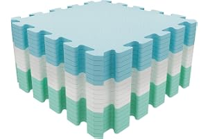 Mocosy Golvmatta, pusselmatta, 30 cm x 30 cm, sammankopplade golvmattor, skyddande golvmatta, golvpussel, mjuk matta i skumgummi, lekmatta, matta för gym