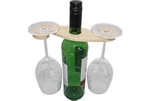 rukauf Soporte para botellas de vino y vasos de madera para 2 copas.