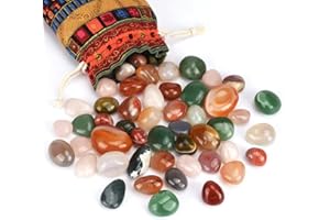 SUKUDON Lot de 50 pierres semi-précieuses de différentes tailles (1,3 à 3,1 cm) - Pierres précieuses colorées naturelles pour enfants à des fins de décoration, sorcières, objets, etc