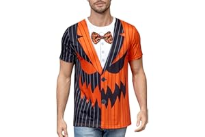 COSAVOROCK T-Shirts de Citrouille Halloween Smoking pour Homme