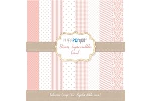 PAPERSFORYOU Papers For You - Kit de Papeles para Scrapbooking | Colección "Básicos Imprescindibles Coral" | Incluye 10 Papeles a Doble Cara con Diseños Diferentes | Tamaño 30,48 x 30,48 cm (12" x 12")