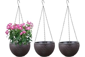 YuanDiann Hängende Blumentöpfe 3er Set, Selbstbewässerung Hängepflanztöpfe mit Wasserspeicher & Ablaufloch Bienenwabe Blumenampel mit Rostfrei Ketten für Innen Außen Decken Balkone Deko