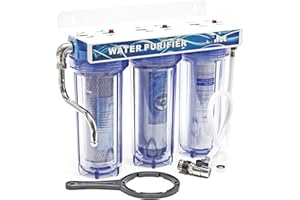 Naturewater NW-PR103 3-stage water filter, 5 µ, 20.67 mm (1/2 inch), diameter 62 mm PP cartridge, filter wall mount, filter key, sediment filter, activated carbon block, activated carbon granules