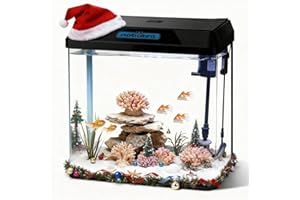 Nobleza - Acuario 30L con Filtro Integrado y Luz LED, Pecera de Cristal Completa para Peces, Acuario de Iniciación para Hogar y Oficina - Negro