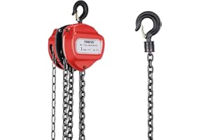TEENO Polipasto de Cadena Manual, 1 Tonelada, Polipasto de Cadena de Palanca de 5 m, Cadena G80, Rojo, Para Operaciones de Elevación en Silvicultura, Talleres, etc
