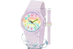 GUUMUXIN Reloj Analógico para Niños y Niñas, Relojes Cronógrafo de Aprendizaje Sumergible 30 Metros con Correa de TPU Suave, Reloj Deportivo al Aire Libre para Niño de 4 a 12 Años