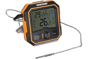 Levenhuk Wezzer SN20 Compact Portable Sauna Measuring Set of Digital Thermometer and Hygrometer with Detachable Wired Thermoprobe