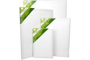 H&S Toile Blanche pour Peinture Acrylique ou Huile - Lot de 4 - Toiles à Peindre avec Chassis en Bois de Pin - Tableau Vierge a Peindre - Format 20x30cm, 30x40cm, 40x50cm & 50x60cm