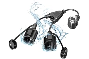 Klarlight Prise Double Prise, Prise Extérieure étanche IP44, Câble d'extension de Prise pour Une Puissance Maximale de 4000W, Prise Multiple AC100-250V pour Intérieur, Extérieur, Noir