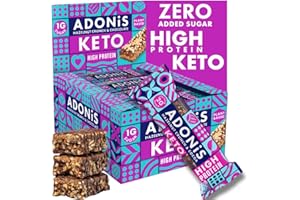 Adonis Hazelnut Crunch & Cocoa High Protein Keto Bars (16x45g) | Vegan & Keto-Friendly | 100% Natural Keto Snacks | Sugar Free, Palm Oil Free, Dairy Free | Low Sugar & Low Carb | Ideal for a Keto Diet