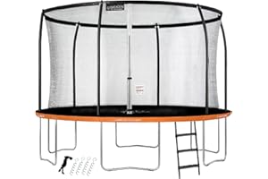 GREADEN Trampoline de Jardin Certifié TÜV & GS, Trampoline Rond Fitness Extérieur Ø 250/305 / 360 / 430cm, Kit Complet avec Filet de Sécurité + Échelle + Ancrage pour Enfants