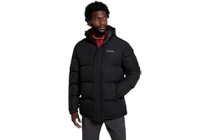 Mountain Warehouse Snow Mens Jacket - Water Resistant Raincoat, Adjustable Hood, Hem & Cuffs, Warm Puffer Coat - Best for Winter Travelling, Walking & Daily Use
