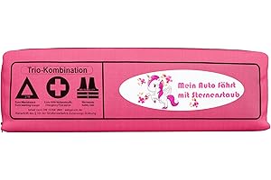 Thomatex® KFZ Kombitasche (3in1) 2025/2026 [DIN 13164-2022] – Lange Haltbarkeit – Erste-Hilfe-Set mit Warndreieck & Warnweste – Pink mit Einhorn-Motiv