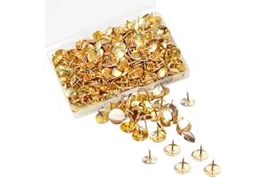 500pcs Drawing Pins, BetterJonny 9.5mm Gold Push Pins Iron Thumb Tacks Head Nail Pin Doornail for Office or DIY
