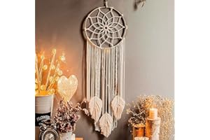‎LOMOHOO LOMOHOO Makramee Traumfänger Wandbehang Gewebte Feder Wandbehang Handgemachter Traumfänger Boho Quasten Dekoration Wohnkultur Ornament Bastelgeschenk für Schlafzimmer Wohnzimmer（kein Licht）