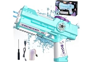PIEKIDSFUN Electric Water Gun, One-Button Automatic Water Gun for Kid and Adults, Dual Nozzles Water Pistol Waterproof Rechargeable USB Battery Summer Toys for Beach Pool Outdoor Activities