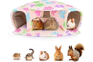 Bienbee Guinea Pig Hideout, Guinea Pig House with Bed and Tunnel Guinea Pig Houses and Hideouts Guinea Pig Accessories for Bunny, Rabbit, Hamster