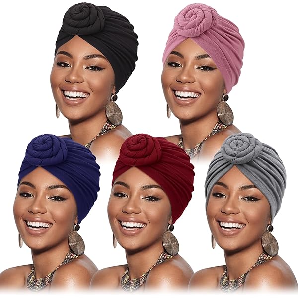 Lot De 4 Turbans Africains Pour Femme Noire - Bonnet Tressé