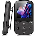 AGPTEK MP3 Player Bluetooth 5.3 Sport 64 GB with 1.5 Inch TFT Colour Screen, Mini Music Player with Clip, Supports up to 128 GB SD Card, Black