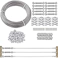 TooTaci Balustrade Wire Kit, 60M/3mm Stainless Steel Cable, 7×7 Strands, with M5 Turnbuckle Tensioner, 3mm Wire Balustrade Kits for Decking, Cable Railing, Fence