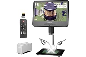 LINKMICRO LM210 10.1" LCD Digital Microscope - 260x Soldering Microscope for Adults, Electronics Repair & Coin Magnification - [12.6" Stand] 32G