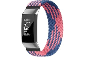 Vozehui Paski kompatybilne z Fitbit Charge 3/Fitbit Charge 4 bransoletką, miękkie oddychające elastyczne sportowe wymienne paski do zegarka, nylonowe tkane paski do Fitbit Charge 3/4