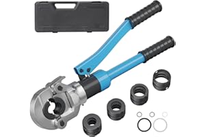 OAMGER Pince à sertir multicouche & cuivre 4 mâchoires, profil TH coffret avec inserts 16-20-26-32– pince à sertir avec tête pivotante à 360° pour tuyaux en aluminium, plastique/PEX/PB