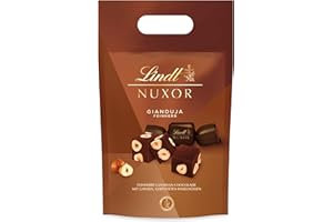 ‎LINDT Lindt Schokolade | NUXOR Beutel XXL Feinherb | 700g | Cremige Gianduja Würfel in Zartbitter-Schokolade mit ganzen, gerösteten Haselnüssen | Schokoladen-Geschenk